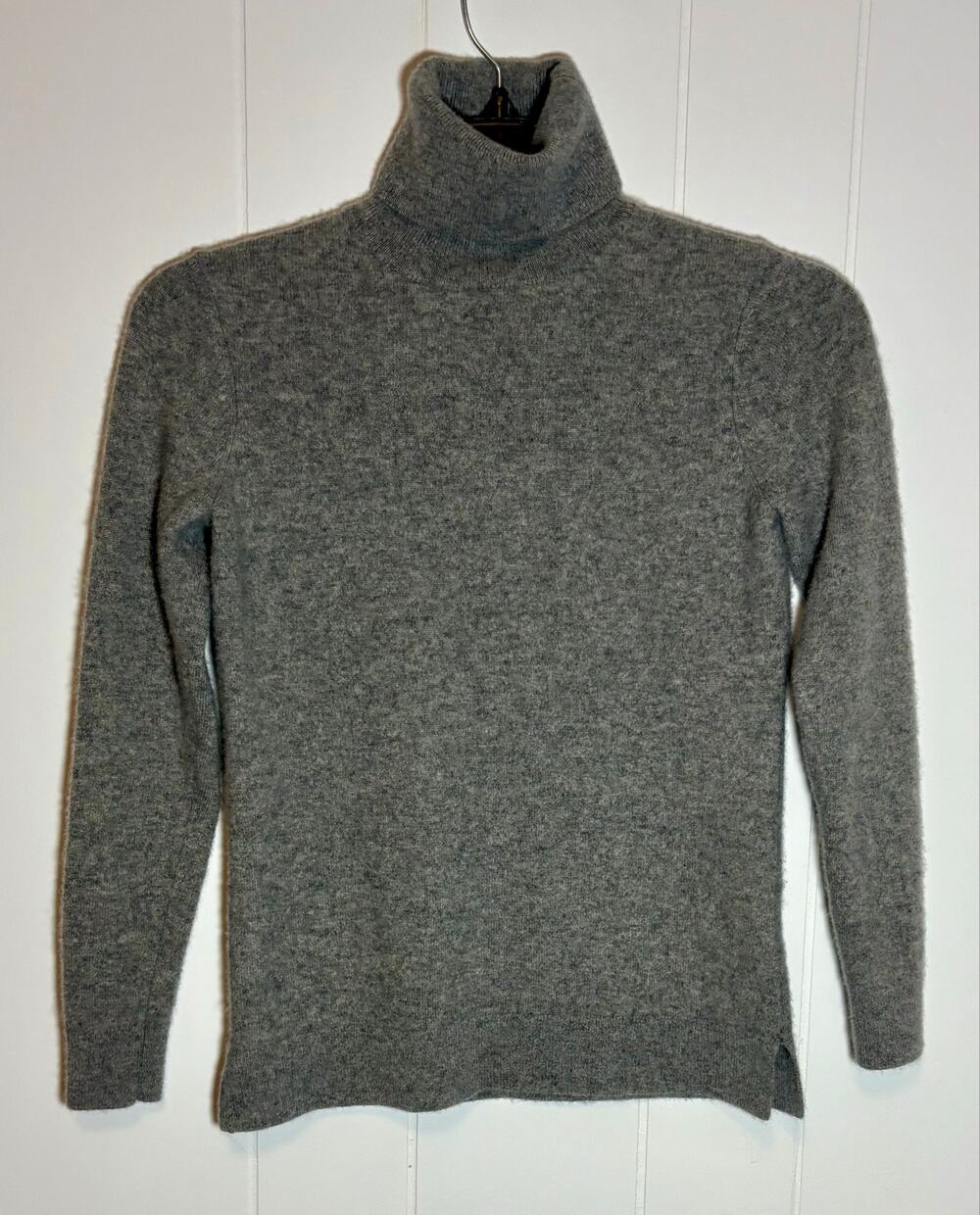 Pendleton Merino Wool Turtleneck Sweater Heather Gray Women's Petite P Side Slit